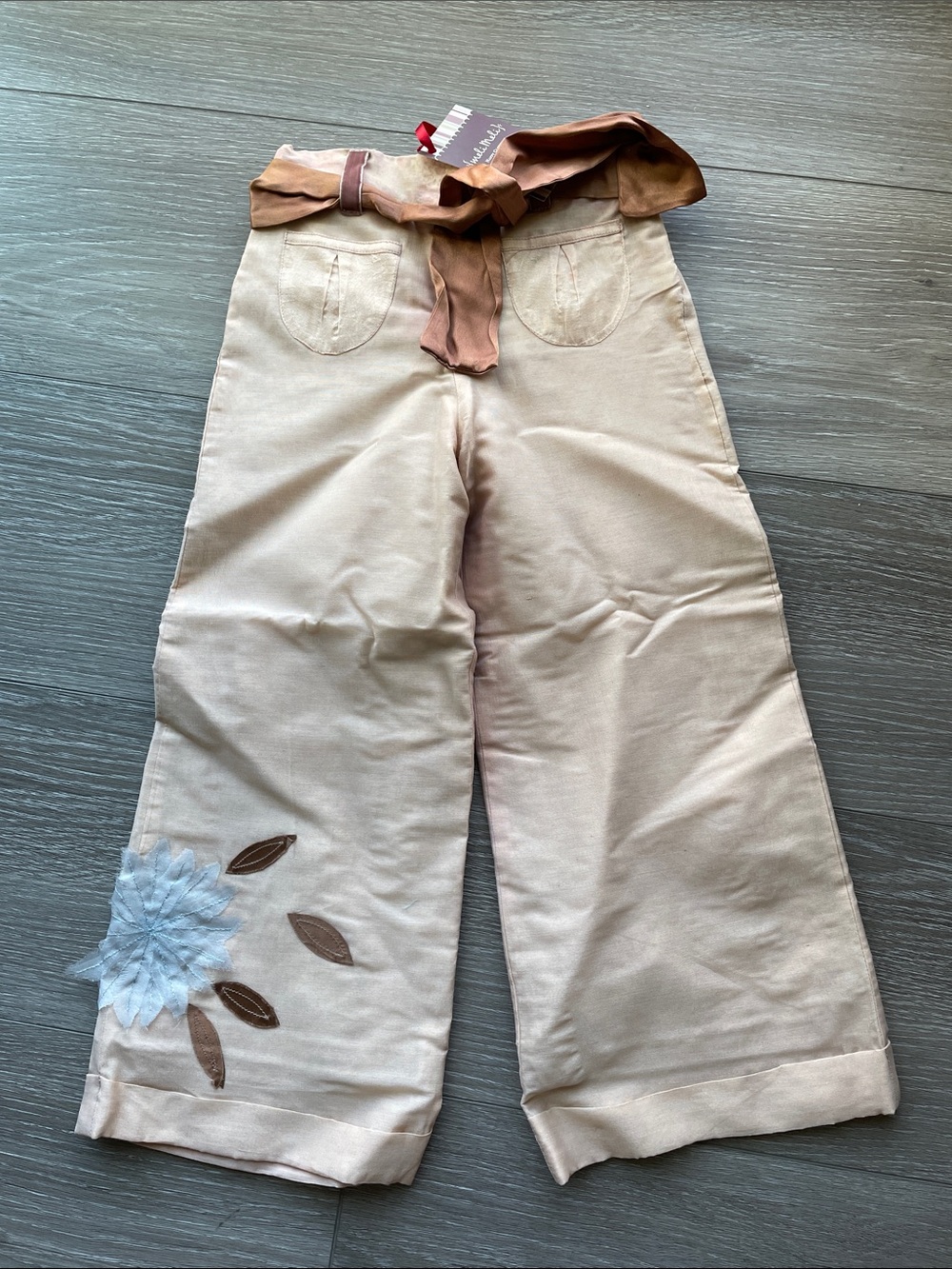 NWT Vintage Meli Meli Blush Floral Appliqué Pant Size 5